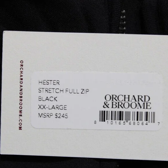 Orchard & Broome NWT Hester Full Zip Sweatshirt Size XXL In Black Cotton Blend